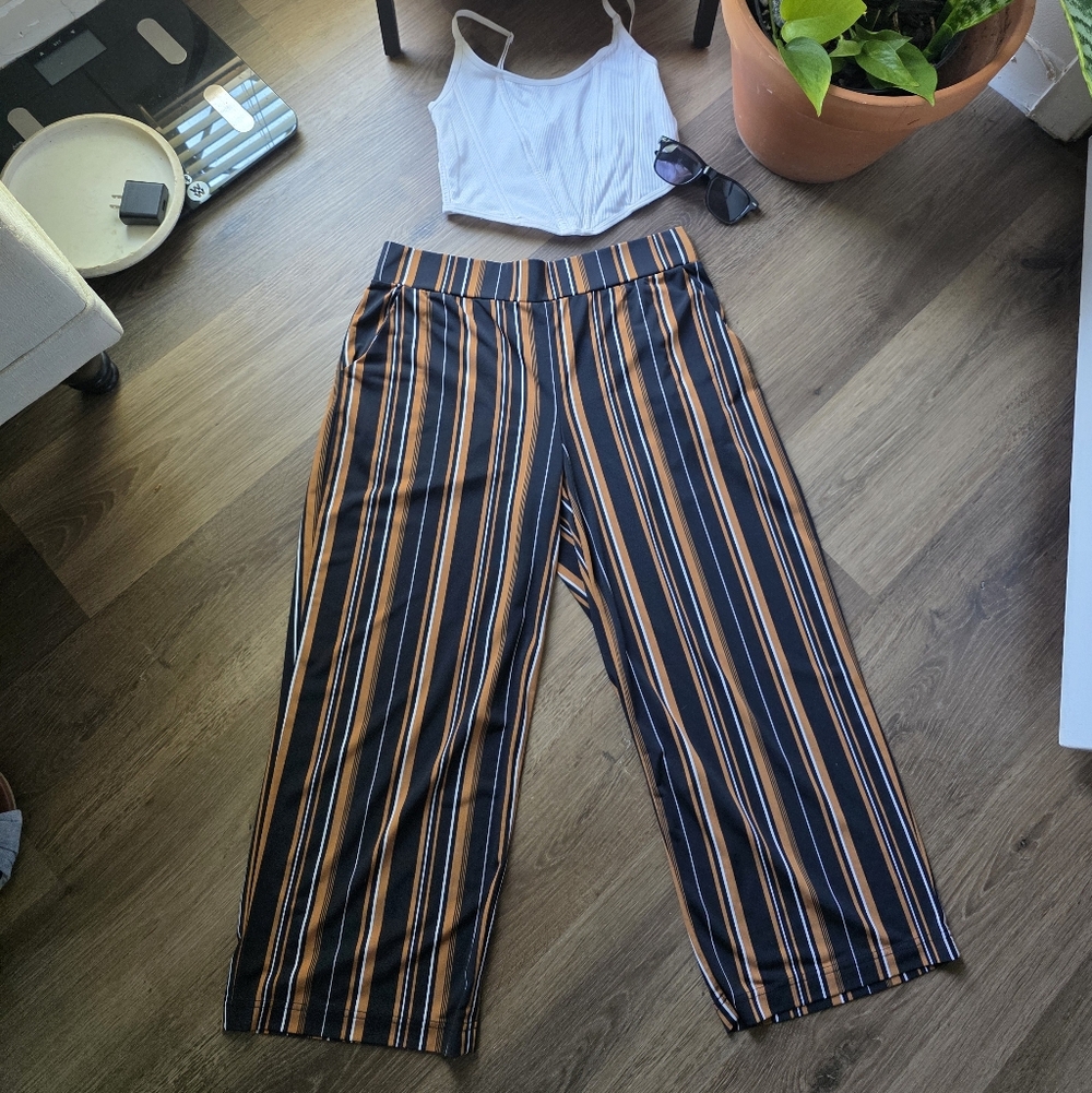 Maurices Black and Brown Striped Wide-Leg Pants